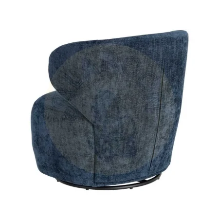 Sillón giratorio azul tapizado en tejido con estructura de madera y hierro 73x68x74cm - Ixia - 616337IX - foto-secundaria-2