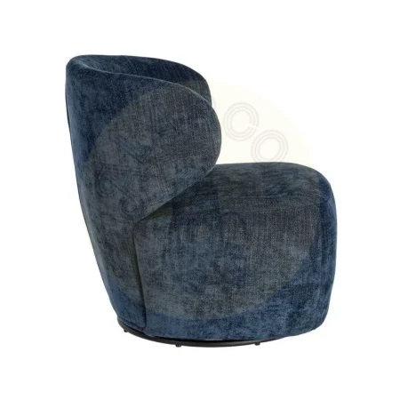Sillón giratorio azul tapizado en tejido con estructura de madera y hierro 73x68x74cm - Ixia - 616337IX - foto-secundaria-3
