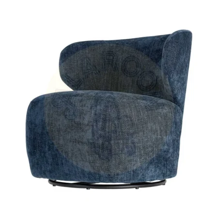 Sillón giratorio azul tapizado en tejido con estructura de madera y hierro 73x68x74cm - Ixia - 616337IX - foto-secundaria-5