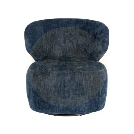 Sillón giratorio azul tapizado en tejido con estructura de madera y hierro 73x68x74cm - Ixia - 616337IX - foto-secundaria-6