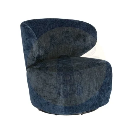 Sillón giratorio azul tapizado en tejido con estructura de madera y hierro 73x68x74cm - Ixia - 616337IX - foto-secundaria-9