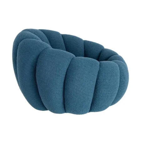 Sillón azul tapizado en tejido 100% poliéster con estructura de madera 92x89x61cm - Ixia - 616338IX - foto-blanco