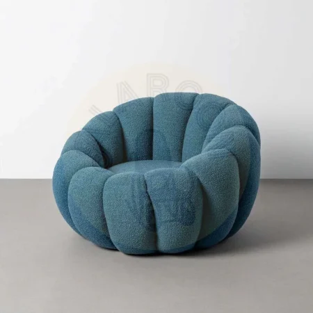 Sillón azul tapizado en tejido 100% poliéster con estructura de madera 92x89x61cm - Ixia - 616338IX - foto-secundaria-10