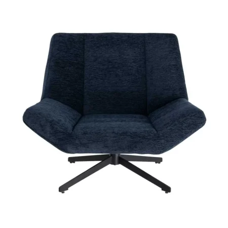 Sillón giratorio tapizado en tejido azul con estructura metálica 89x86x77cm - Ixia - 616363IX - foto-blanco