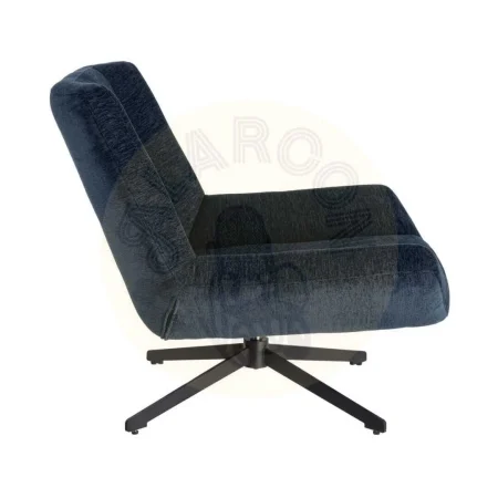 Sillón giratorio tapizado en tejido azul con estructura metálica 89x86x77cm - Ixia - 616363IX - foto-secundaria-2