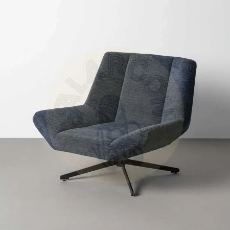 Sillón giratorio tapizado en tejido azul con estructura metálica 89x86x77cm - Ixia - 616363IX - foto-secundaria-9