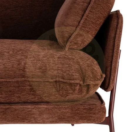 Sillón marrón oscuro tapizado en tejido con estructura metálica e incluye 2 cojines 95x80x79cm - Ixia - 616364IX - foto-secundaria-1