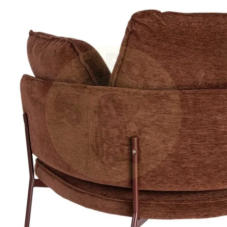 Sillón marrón oscuro tapizado en tejido con estructura metálica e incluye 2 cojines 95x80x79cm - Ixia - 616364IX - foto-secundaria-2