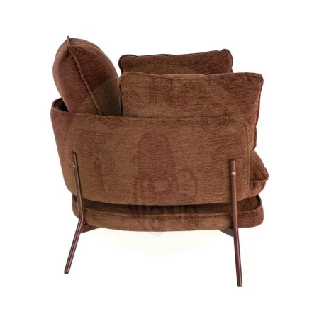 Sillón marrón oscuro tapizado en tejido con estructura metálica e incluye 2 cojines 95x80x79cm - Ixia - 616364IX - foto-secundaria-3