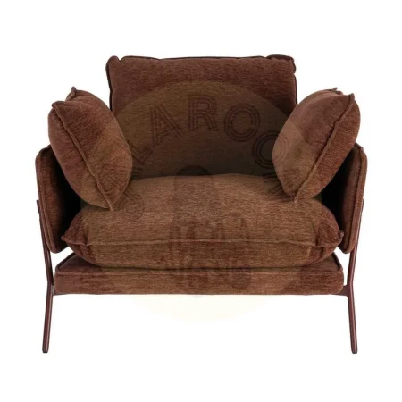 Sillón marrón oscuro tapizado en tejido con estructura metálica e incluye 2 cojines 95x80x79cm - Ixia - 616364IX - foto-secundaria-6