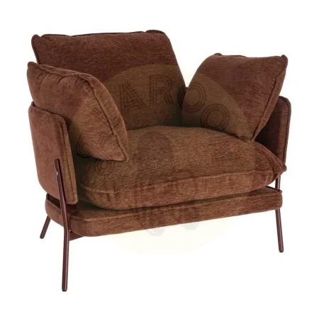Sillón marrón oscuro tapizado en tejido con estructura metálica e incluye 2 cojines 95x80x79cm - Ixia - 616364IX - foto-secundaria-8