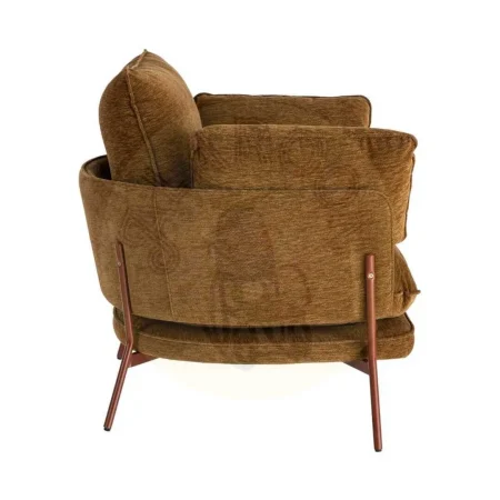 Sillón tapizado en tejido marrón claro con estructura metálica y 2 cojines 95x80x79cm - Ixia - 616365IX - foto-secundaria-3