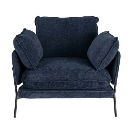 Sillón azul tapizado en tejido con estructura metálica y cojines 95x80x79cm - Ixia - 616366IX - foto-blanco