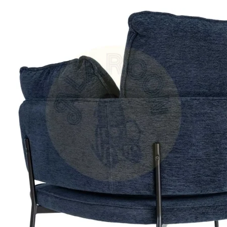 Sillón azul tapizado en tejido con estructura metálica y cojines 95x80x79cm - Ixia - 616366IX - foto-secundaria-2