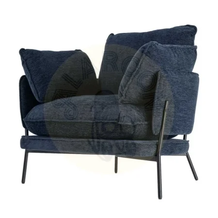 Sillón azul tapizado en tejido con estructura metálica y cojines 95x80x79cm - Ixia - 616366IX - foto-secundaria-5