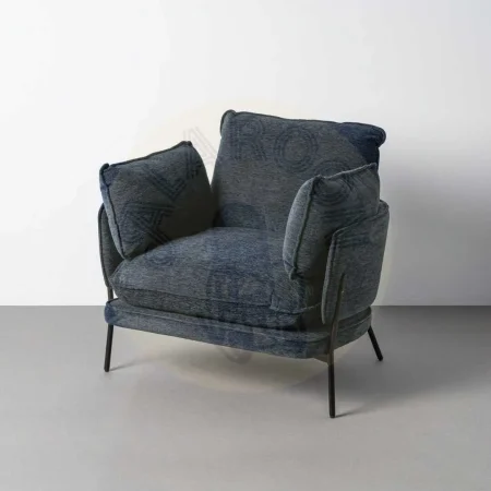 Sillón azul tapizado en tejido con estructura metálica y cojines 95x80x79cm - Ixia - 616366IX - foto-secundaria-9