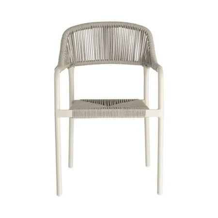 Silla apilable de aluminio y ratán PE para exterior color taupe 57x61x82cm - Ixia - 616368IX - foto-blanco
