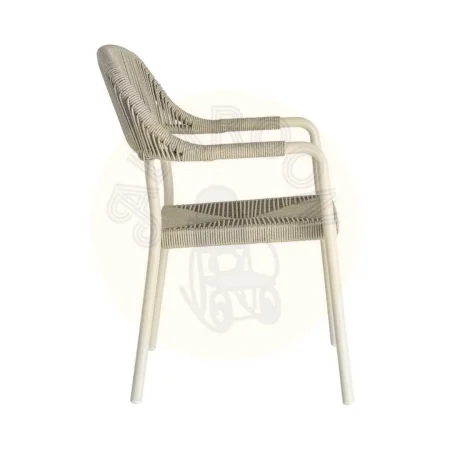 Silla apilable de aluminio y ratán PE para exterior color taupe 57x61x82cm - Ixia - 616368IX - foto-secundaria-3