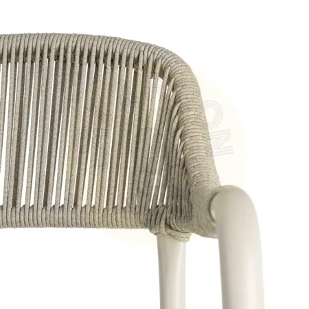 Silla apilable de aluminio y ratán PE para exterior color taupe 57x61x82cm - Ixia - 616368IX - foto-secundaria-4