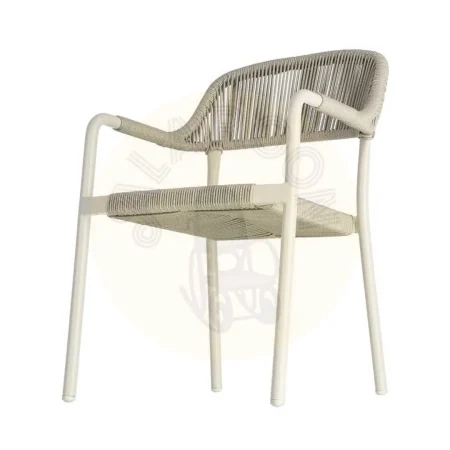 Silla apilable de aluminio y ratán PE para exterior color taupe 57x61x82cm - Ixia - 616368IX - foto-secundaria-5