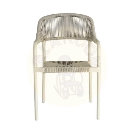 Silla apilable de aluminio y ratán PE para exterior color taupe 57x61x82cm - Ixia - 616368IX - foto-secundaria-6