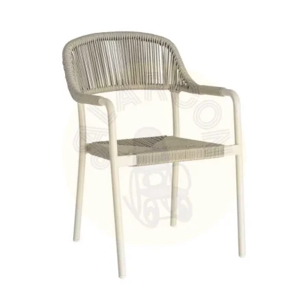 Silla apilable de aluminio y ratán PE para exterior color taupe 57x61x82cm - Ixia - 616368IX - foto-secundaria-9