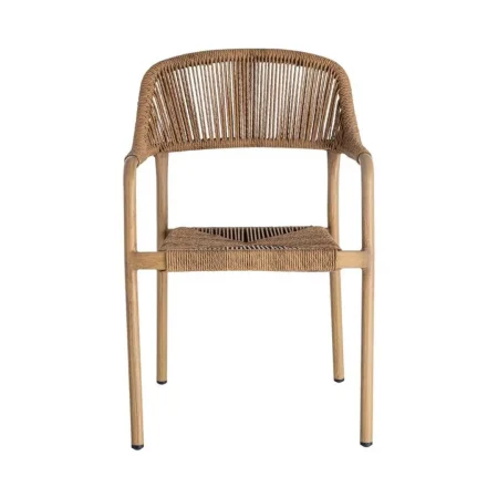 Silla apilable de aluminio y rattán PE efecto madera cumple EN581 57x61x82cm - Ixia - 616369IX - foto-blanco