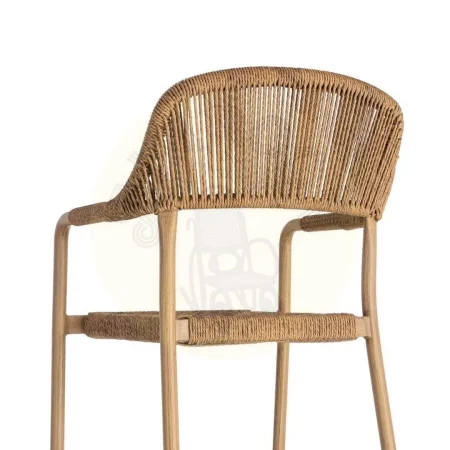 Silla apilable de aluminio y rattán PE efecto madera cumple EN581 57x61x82cm - Ixia - 616369IX - foto-secundaria-2