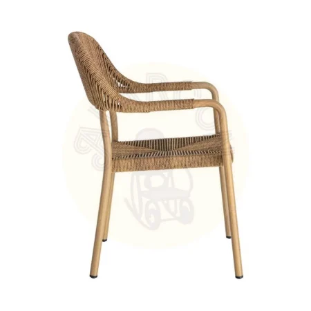 Silla apilable de aluminio y rattán PE efecto madera cumple EN581 57x61x82cm - Ixia - 616369IX - foto-secundaria-3