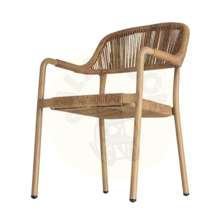 Silla apilable de aluminio y rattán PE efecto madera cumple EN581 57x61x82cm - Ixia - 616369IX - foto-secundaria-5
