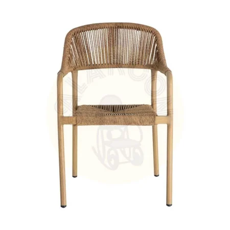 Silla apilable de aluminio y rattán PE efecto madera cumple EN581 57x61x82cm - Ixia - 616369IX - foto-secundaria-6