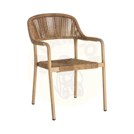 Silla apilable de aluminio y rattán PE efecto madera cumple EN581 57x61x82cm - Ixia - 616369IX - foto-secundaria-9
