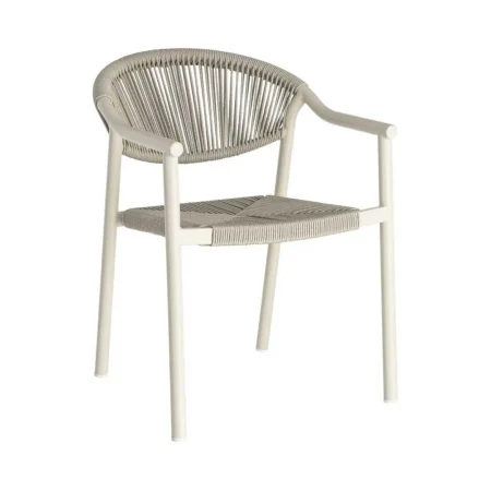 Silla apilable de aluminio y ratán PE para exterior color taupe altura asiento 45cm 56.50x62.50x80.50cm - Ixia - 616370IX - foto-blanco