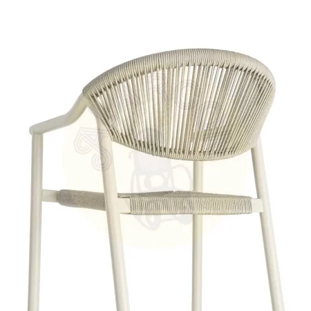 Silla apilable de aluminio y ratán PE para exterior color taupe altura asiento 45cm 56.50x62.50x80.50cm - Ixia - 616370IX - foto-secundaria-2