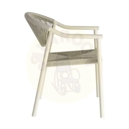 Silla apilable de aluminio y ratán PE para exterior color taupe altura asiento 45cm 56.50x62.50x80.50cm - Ixia - 616370IX - foto-secundaria-3