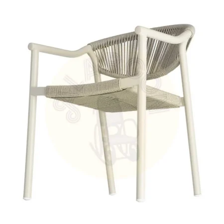 Silla apilable de aluminio y ratán PE para exterior color taupe altura asiento 45cm 56.50x62.50x80.50cm - Ixia - 616370IX - foto-secundaria-5