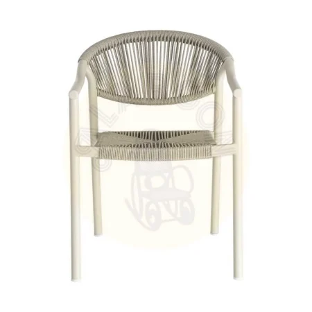 Silla apilable de aluminio y ratán PE para exterior color taupe altura asiento 45cm 56.50x62.50x80.50cm - Ixia - 616370IX - foto-secundaria-7