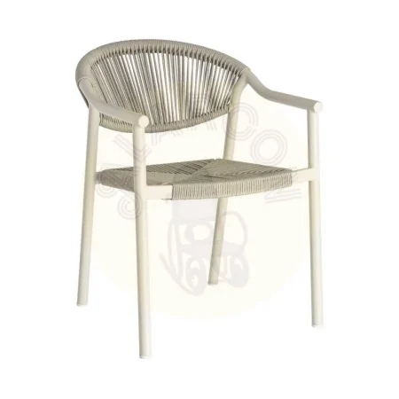 Silla apilable de aluminio y ratán PE para exterior color taupe altura asiento 45cm 56.50x62.50x80.50cm - Ixia - 616370IX - foto-secundaria-9