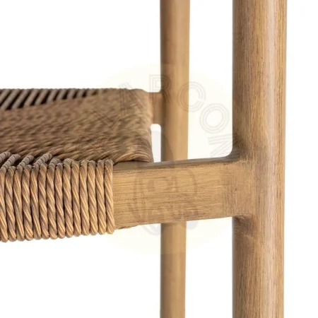 Silla apilable aluminio y ratán PE efecto madera asiento 45cm 56.50x62.50x80.50cm - Ixia - 616371IX - foto-secundaria-1