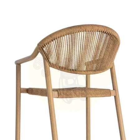 Silla apilable aluminio y ratán PE efecto madera asiento 45cm 56.50x62.50x80.50cm - Ixia - 616371IX - foto-secundaria-2