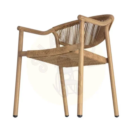 Silla apilable aluminio y ratán PE efecto madera asiento 45cm 56.50x62.50x80.50cm - Ixia - 616371IX - foto-secundaria-5