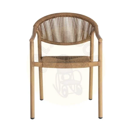 Silla apilable aluminio y ratán PE efecto madera asiento 45cm 56.50x62.50x80.50cm - Ixia - 616371IX - foto-secundaria-6