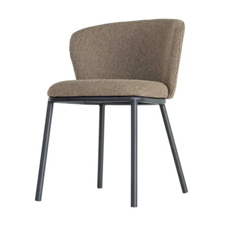 Silla Espiga en tejido marrón con estructura metálica 55x55x78cm - Ixia - 616377IX - foto-blanco