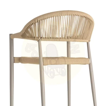 Silla apilable en aluminio y ratán PE beige apta para exterior 56x58x76cm - Ixia - 616382IX - foto-secundaria-1