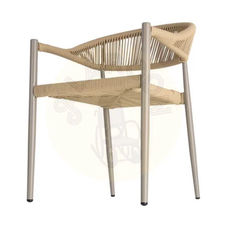 Silla apilable en aluminio y ratán PE beige apta para exterior 56x58x76cm - Ixia - 616382IX - foto-secundaria-3