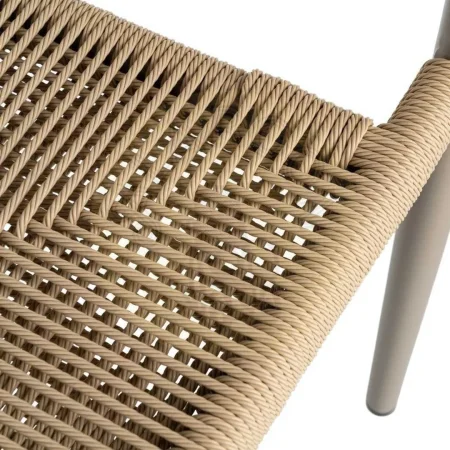 Silla apilable en aluminio y ratán PE beige apta para exterior 56x58x76cm - Ixia - 616382IX - foto-secundaria-4
