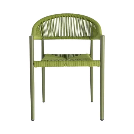 Silla apilable de aluminio y ratán PE verde para exterior certificada EN16139 56x58x76cm - Ixia - 616384IX - foto-blanco