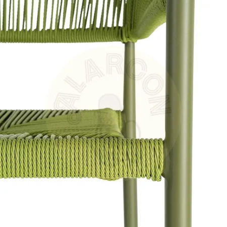 Silla apilable de aluminio y ratán PE verde para exterior certificada EN16139 56x58x76cm - Ixia - 616384IX - foto-secundaria-1