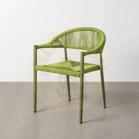 Silla apilable de aluminio y ratán PE verde para exterior certificada EN16139 56x58x76cm - Ixia - 616384IX - foto-secundaria-10