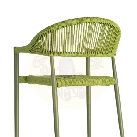 Silla apilable de aluminio y ratán PE verde para exterior certificada EN16139 56x58x76cm - Ixia - 616384IX - foto-secundaria-2